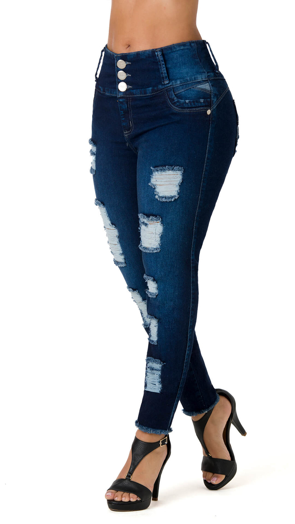 Jermaine High Rise Jeans With Rips Process 71189DPAT-B