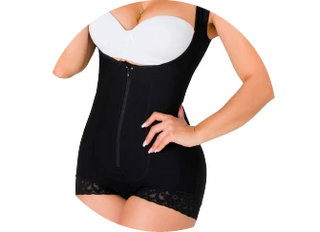 Colombian Faja waist trainer bodysuit with zipper – Firm tummy control and shaping effect for women.