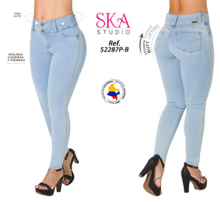 Golondrina Jeans Levantacola Bota Skinny 52287P-B - Azul Claro