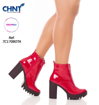 Calzado Modelo Tacon Ancho 7C170BOTA - Rojo