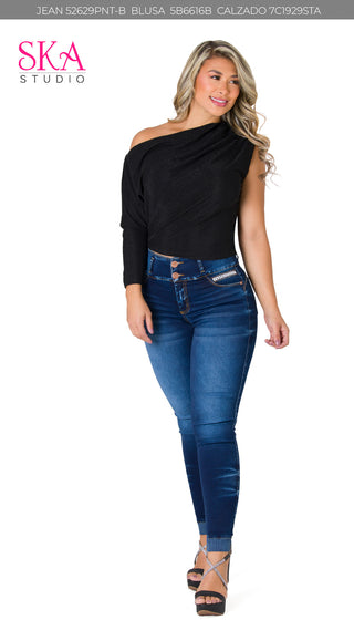 Blusa Asimétrica Brillante 5B6616B - Negro