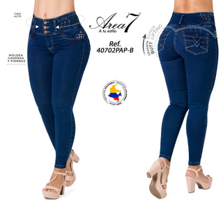 Jean Push Up con Detalles Laterales Area 7 40702PAP-B - Azul Oscuro