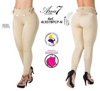 Legging Push – Up con Apliques Laterales 4L937BPCP-N - Dorado