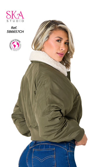 Chaqueta Cuello Afelpada 5B6657CH - Verde