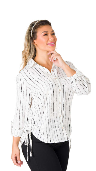 Blusa con Detalle Lateral 5B6590B - Blanco