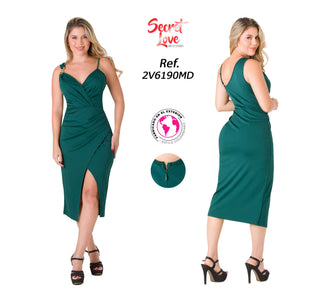 Vestido Midi Con Abertura 2V6190MD - Verde