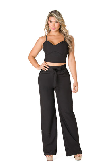 Conjunto crop top pantalón 4V6504LMX - Negro