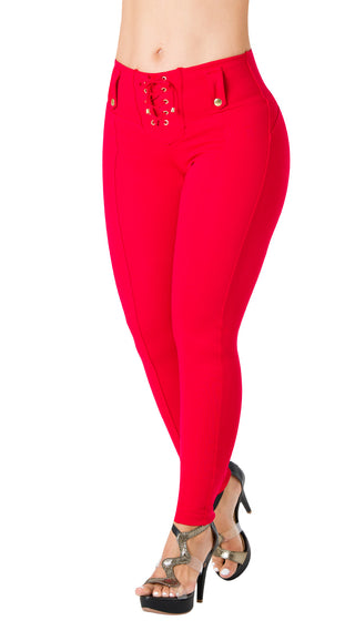 Legging Push-Up con Detalle en Pretina 2L947BPCP-N - Rojo