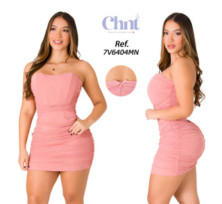 Vestido Mini Drapeado 7V6404MN - Rosado