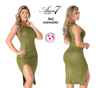 Vestido midi abertura lateral 4V6445MD - Verde