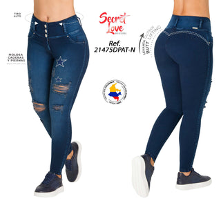 Jean LevantaCola Super Strech Secret Love 21475DPAT-N - Petroleo