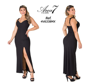 Vestido Maxi Cuello Corazon 4V6338MX - Negro