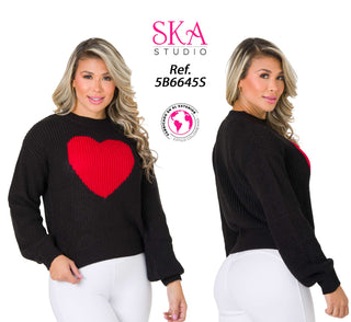 Suéter de Corazón 5B6645S - Negro