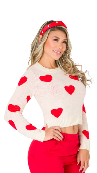 Suéter Corazones Rojos 5B6681S - Estampado