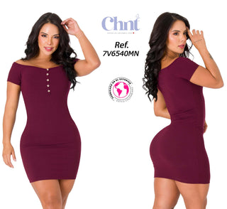 Vestido Mini en rib 7V6540MN - Vinotinto