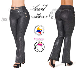 Leggings LevantaCola Flare Area7 4L908BPCC-N - Negro