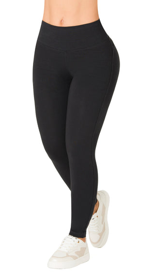 Leggings Clasico En Algodón Con Control Abdomen 5L992PCP-N - Negro