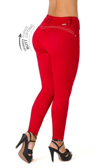 Jaelyn Jeans Skinny Levanta Cola Tiro Alto Secret Love 20901P-N - Rojo