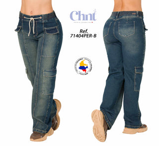 Jean Wide Leg Chnt 71404PER-B - Petroleo