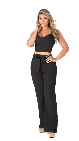 Conjunto crop top pantalón 4V6504LMX - Negro