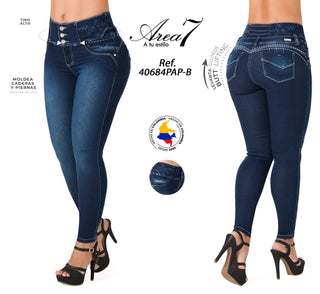 Jean Levanta Cola Skinny Area7 40684PAP-B - Azul Oscuro