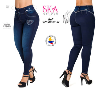 Jean LevantaCola Super Stretch Detalle Corazón Ska 52650PNP-N - Azul Oscuro