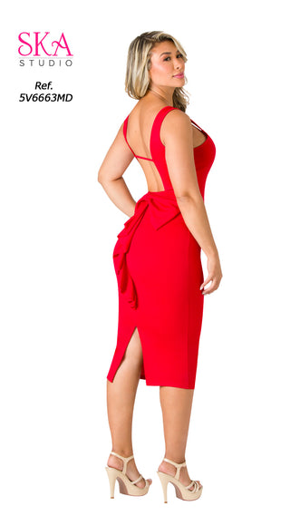 Red Bow Back Dress 5V6663MD - Rojo