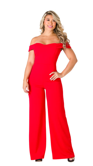 Jumpsuit Elegante Off Shoulder 5V6626EMX - Rojo