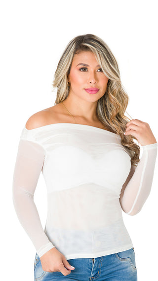 Blusa Transparente 5B6706B - Blanco