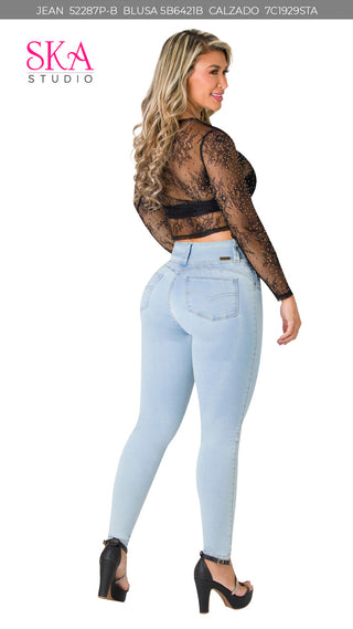 Golondrina Jeans Levantacola Bota Skinny 52287P-B - Azul Claro