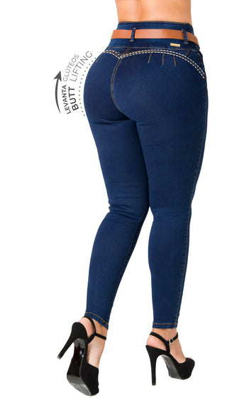 Jean High Waist con Cinturón Incluido Area 7 40735PCT-N - Petroleo