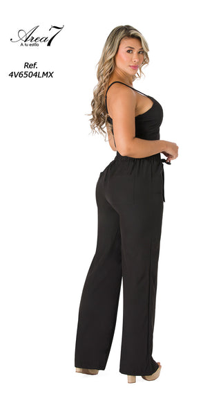 Conjunto crop top pantalón 4V6504LMX - Negro