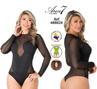 Body Manga Larga con Transparencias 4BB828 - Negro