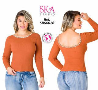 Blusa Manga Larga 5B6602B - Terracota