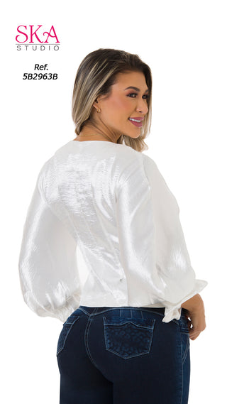 Blusa Manga Larga 5B2963B - Blanco