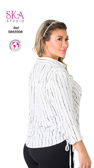 Blusa con Detalle Lateral 5B6590B - Blanco