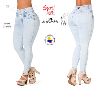 Jean Levantacola Tie Dye Secret Love 21450PAT-N - Azul Claro