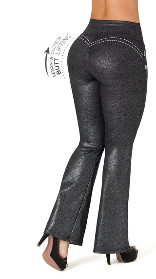 Leggings LevantaCola Flare Area7 4L908BPCC-N - Negro