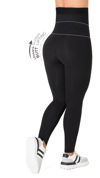 Jazmin Leggings Cinturilla En Algodón Con Short Moldeador 2L269TFP-N - Negro