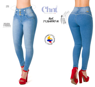 Jean LevantaCola Skinny Pretina Ancha CHNT 71264PAT-N - Azul Medio