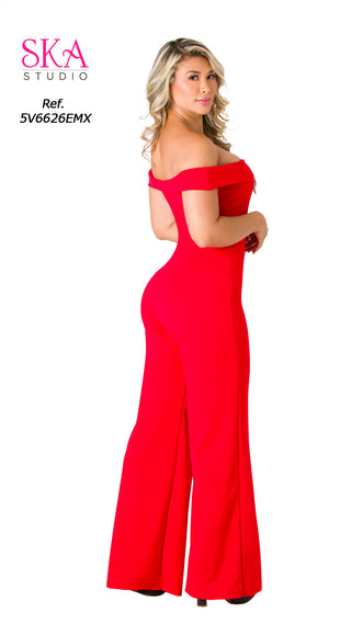 Jumpsuit Elegante Off Shoulder 5V6626EMX - Rojo