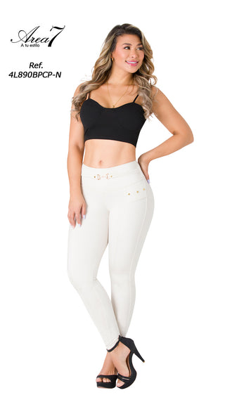 Leggings LevantaCola Pretina Control Area7 4L890BPCP-N - Marfil