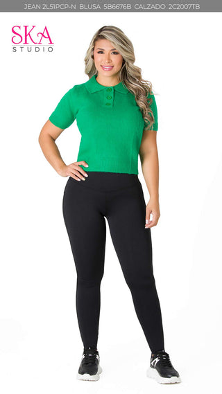 Blusa Cuello Camisero Afelpado 5B6676B - Verde