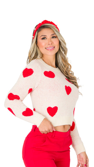 Suéter Corazones Rojos 5B6681S - Estampado