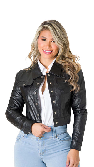 Chaqueta Efecto Cuero 5B6610CH - Negro