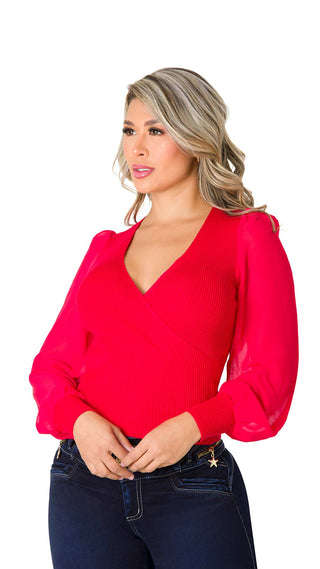 Blusa Manga Larga 5B6678B - Rojo