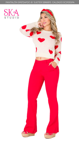 Suéter Corazones Rojos 5B6681S - Estampado