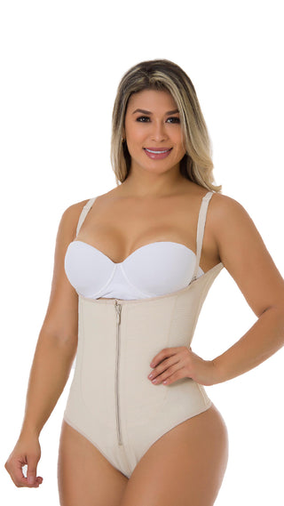 Body de alta compresion estilo tanga con soporte para la espalda 5F108BB - Beige