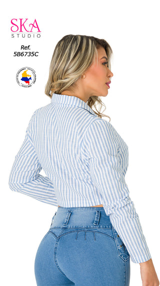 Blusa Manga Larga 5B6735C - Azul