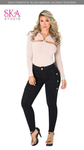 Blusa Cuello en  V 5B6754B - Nude